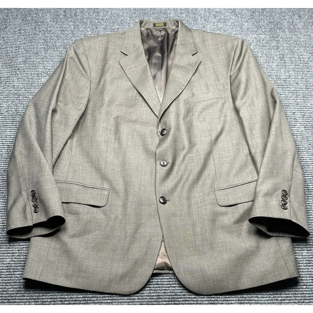 Stafford Blazer Mens 46R Brown Wool Sport Coat Classic‎ Fit Suit Jacket 3 Button